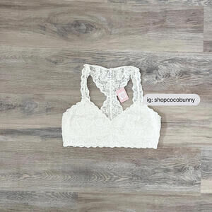 wishlist white racerback embroidery lace bralette